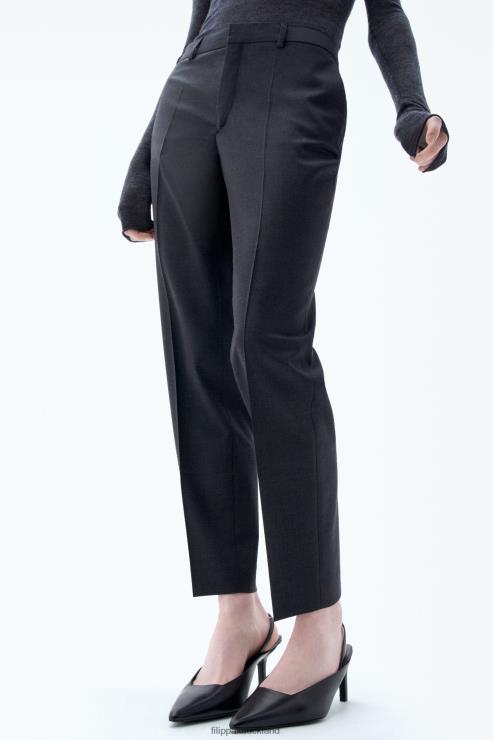 Women Filippa K Anthracite Melange Emma Cropped Cool Wool Trousers Apparel 66L8490