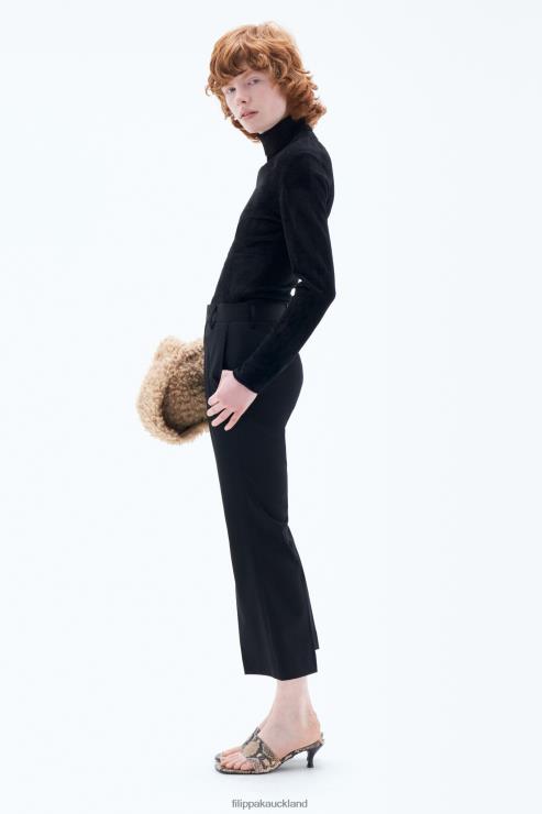 Women Filippa K Black Cropped Kick Flare Trousers Apparel 66L8492