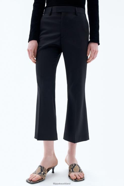 Women Filippa K Black Cropped Kick Flare Trousers Apparel 66L8492