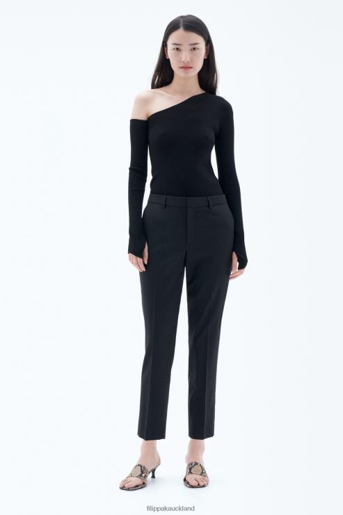 Women Filippa K Black Emma Cropped Cool Wool Trousers Apparel 66L84100