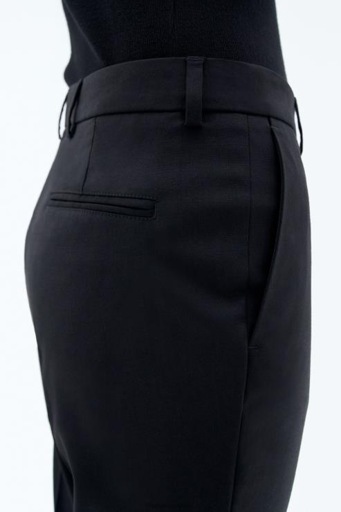 Women Filippa K Black Emma Cropped Cool Wool Trousers Apparel 66L84100