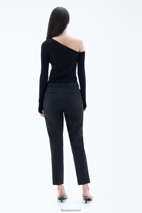Women Filippa K Black Emma Cropped Cool Wool Trousers Apparel 66L84100