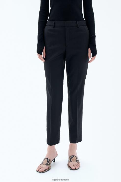 Women Filippa K Black Emma Cropped Cool Wool Trousers Apparel 66L84100