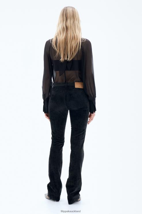 Women Filippa K Black Low Waist Corduroy Trousers Apparel 66L8488