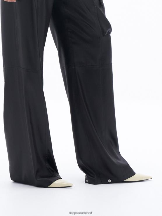 Women Filippa K Black Shiny Cargo Trackpants Apparel 66L84125