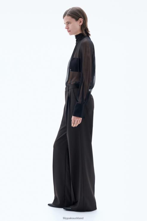 Women Filippa K Dark Chocolate Darcey Wool Trousers Apparel 66L8497