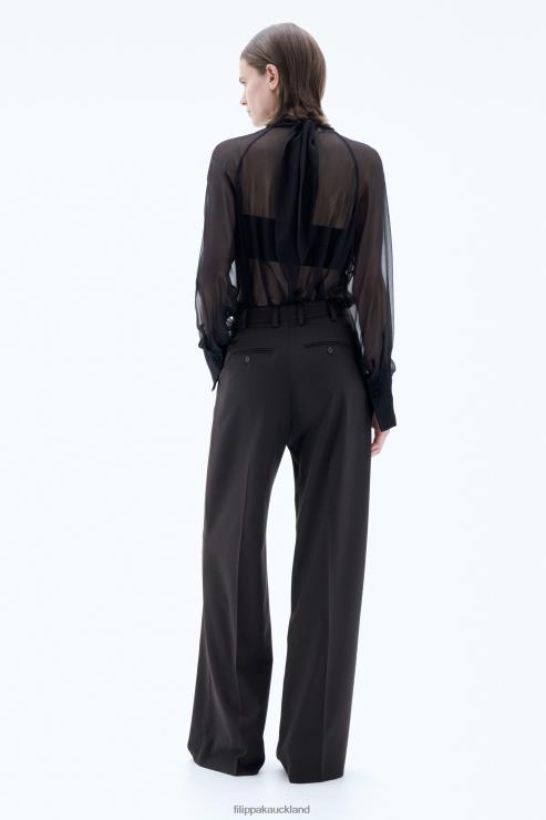 Women Filippa K Dark Chocolate Darcey Wool Trousers Apparel 66L8497