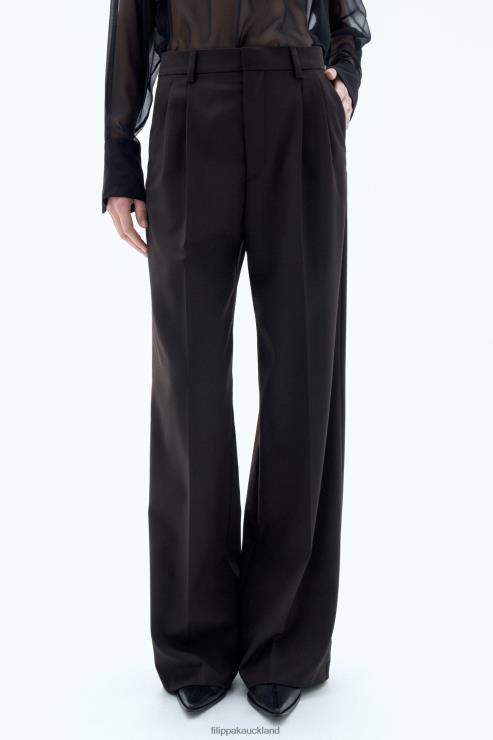 Women Filippa K Dark Chocolate Darcey Wool Trousers Apparel 66L8497