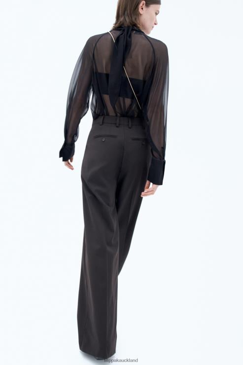 Women Filippa K Dark Chocolate Darcey Wool Trousers Apparel 66L8497