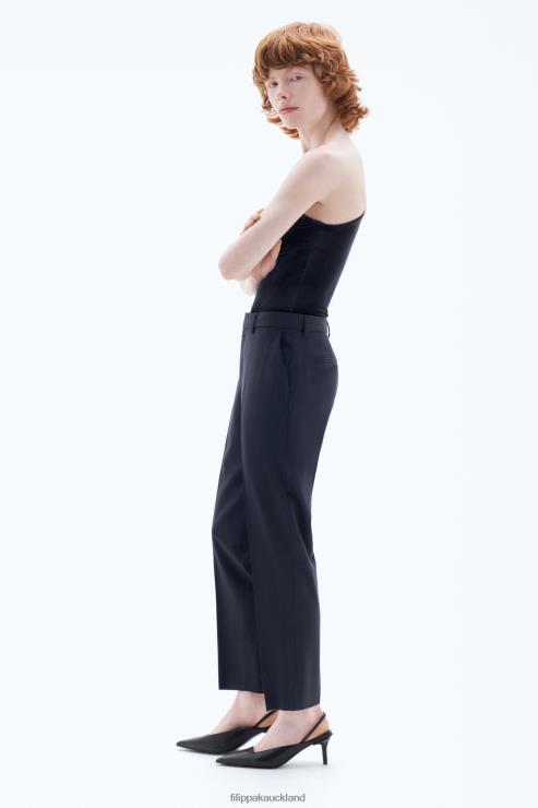 Women Filippa K Dark Navy Emma Cropped Cool Wool Trousers Apparel 66L84104