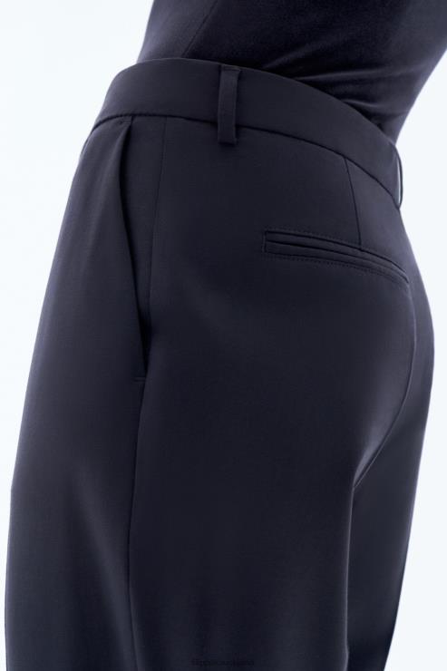 Women Filippa K Dark Navy Emma Cropped Cool Wool Trousers Apparel 66L84104