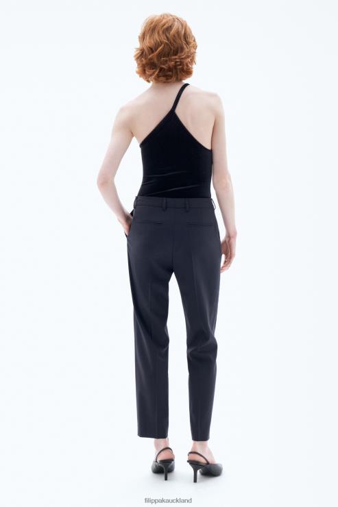 Women Filippa K Dark Navy Emma Cropped Cool Wool Trousers Apparel 66L84104
