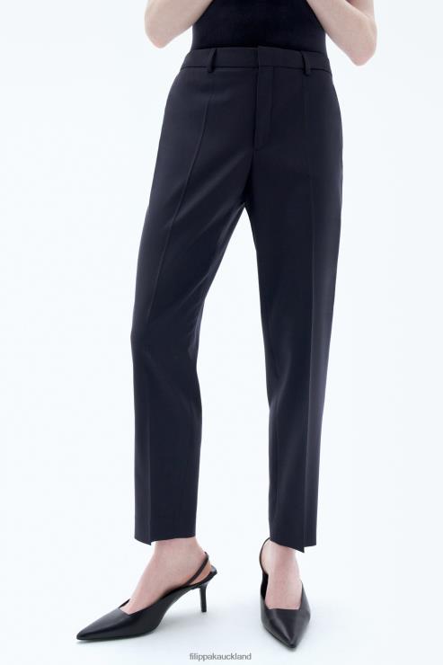Women Filippa K Dark Navy Emma Cropped Cool Wool Trousers Apparel 66L84104