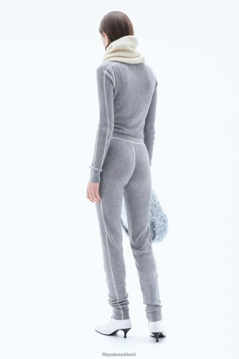 Women Filippa K Grey/White Knitted Long-Johns Apparel 66L84121