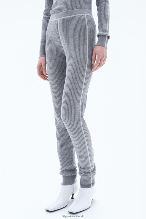Women Filippa K Grey/White Knitted Long-Johns Apparel 66L84121
