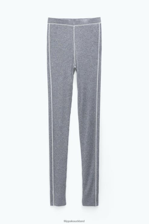 Women Filippa K Grey/White Knitted Long-Johns Apparel 66L84121