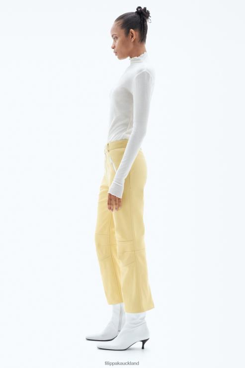Women Filippa K Light Amber Kick Flare Leather Trousers Apparel 66L84117
