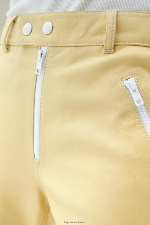Women Filippa K Light Amber Kick Flare Leather Trousers Apparel 66L84117