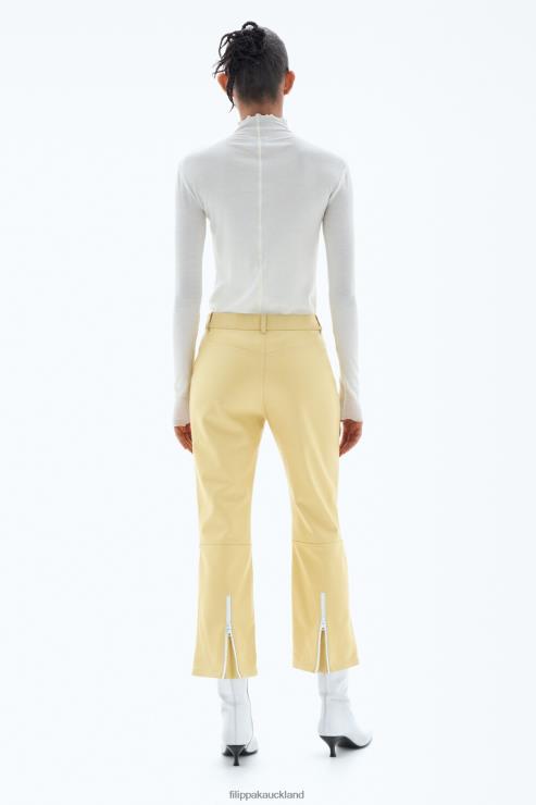 Women Filippa K Light Amber Kick Flare Leather Trousers Apparel 66L84117