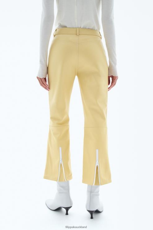 Women Filippa K Light Amber Kick Flare Leather Trousers Apparel 66L84117