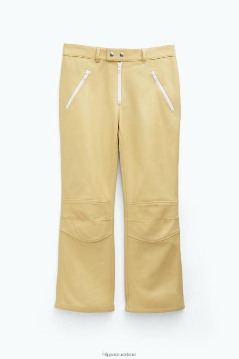 Women Filippa K Light Amber Kick Flare Leather Trousers Apparel 66L84117