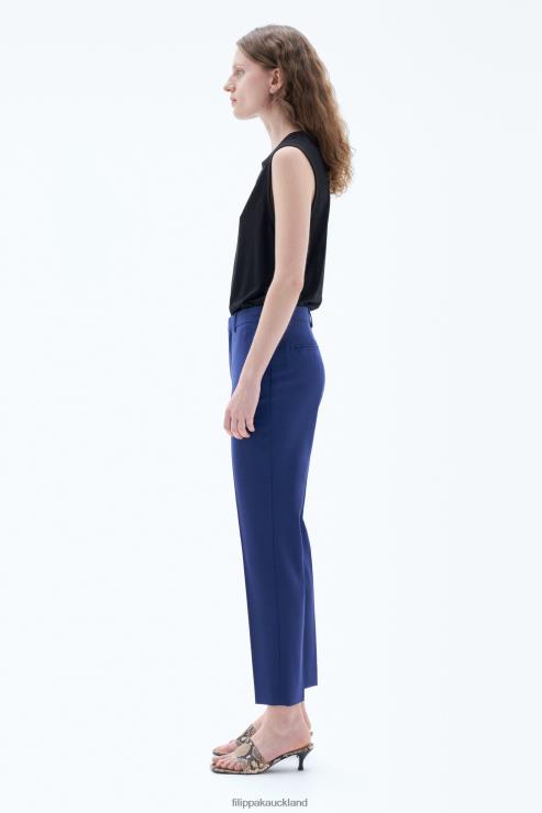 Women Filippa K Ocean Blue Emma Cropped Cool Wool Trousers Apparel 66L84101