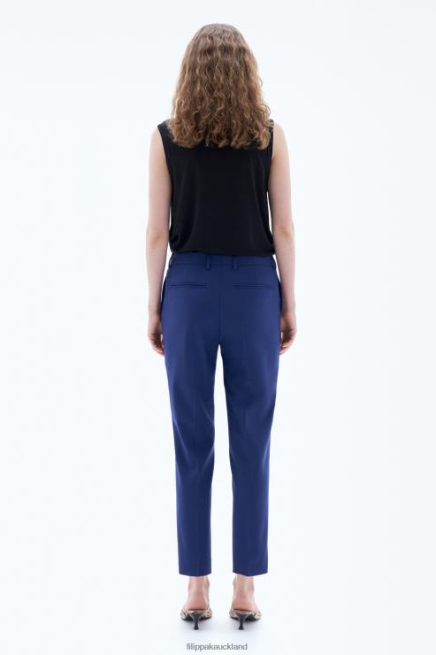 Women Filippa K Ocean Blue Emma Cropped Cool Wool Trousers Apparel 66L84101
