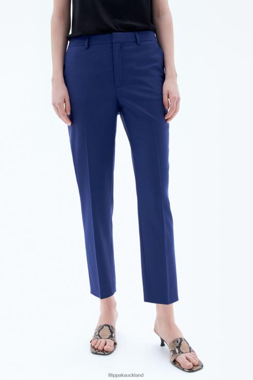 Women Filippa K Ocean Blue Emma Cropped Cool Wool Trousers Apparel 66L84101