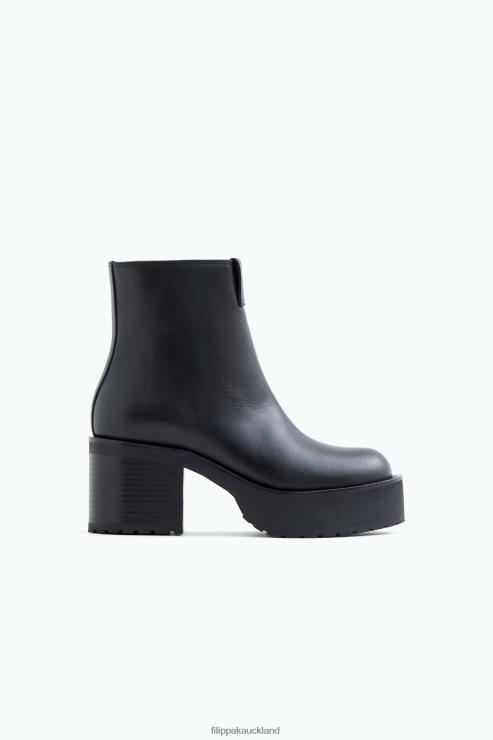 Women Filippa K Black Round Toe Ankle Boots Shoes 66L84449