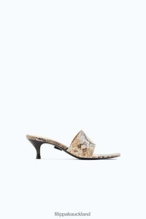 Women Filippa K Printed Beige Snake Lace Up Sandals Shoes 66L84440