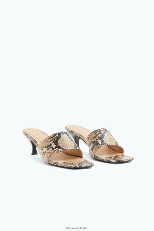 Women Filippa K Printed Beige Snake Lace Up Sandals Shoes 66L84440
