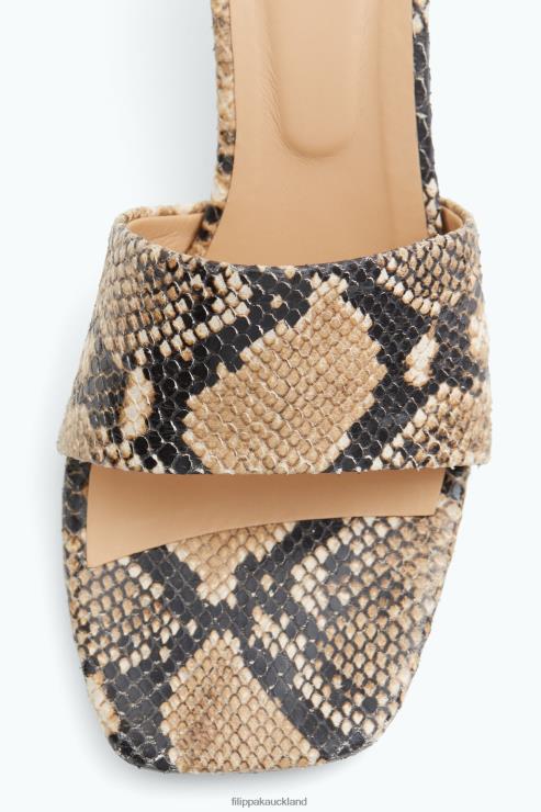 Women Filippa K Printed Beige Snake Lace Up Sandals Shoes 66L84440