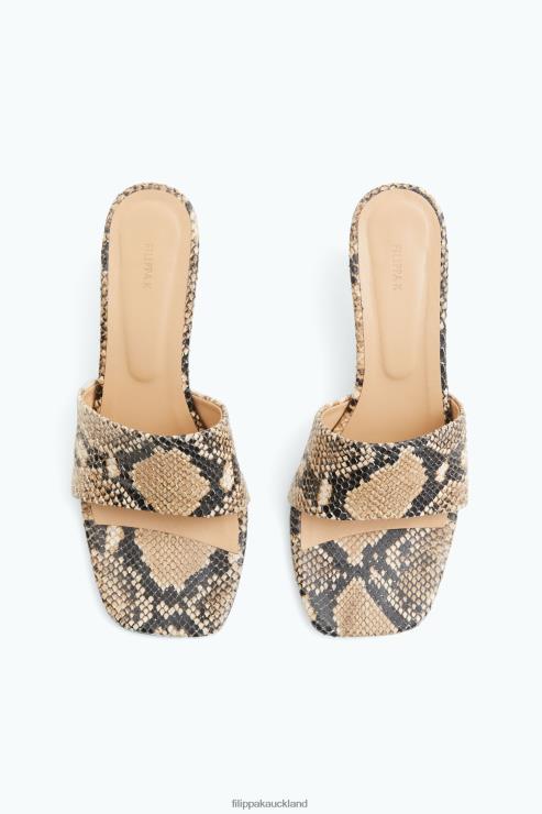 Women Filippa K Printed Beige Snake Lace Up Sandals Shoes 66L84440