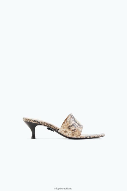 Women Filippa K Printed Beige Snake Lace Up Sandals Shoes 66L84440