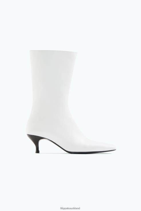 Women Filippa K White Square Toe Ankle Boots Shoes 66L84448